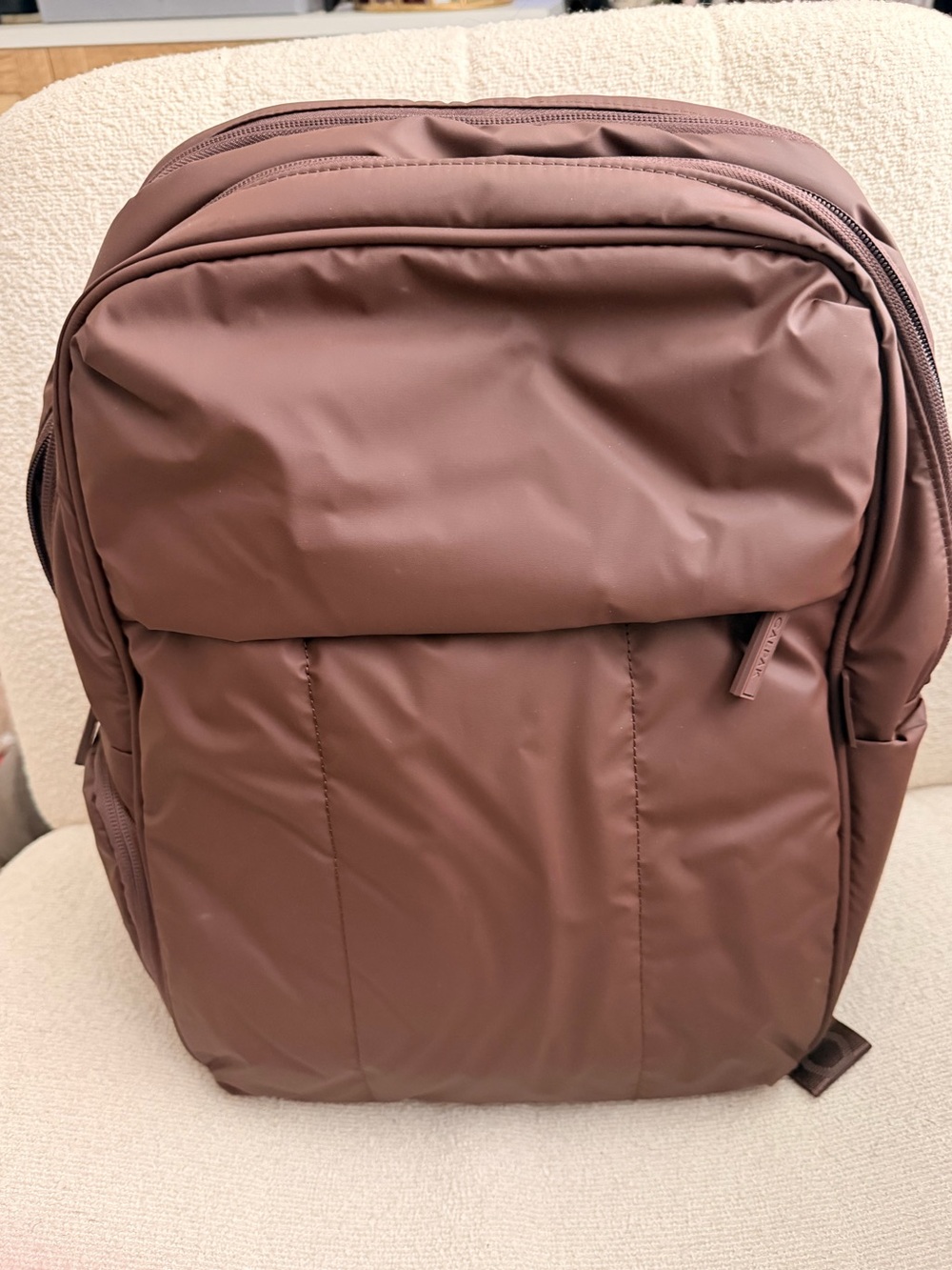 Calpak LUKA 15inch laptop backpack in Walnut